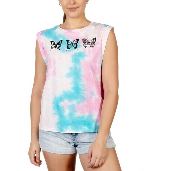 JR603 Rebellious One Juniors' Rolled-Sleeve Graphic Tie-Dyed T-Shirt Size XS - Picture 1 of 1
